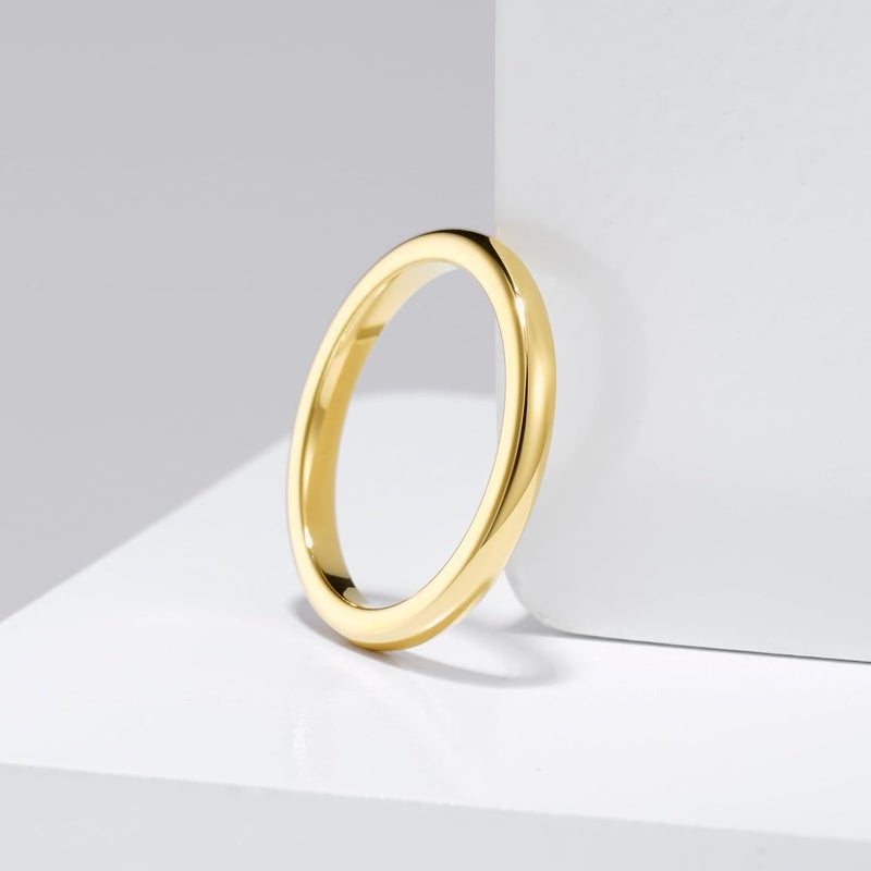 King Will Men's Women's 1.5mm 2mm 4mm 6mm 8mm Tungsten Carbide Ring 24k Gold Plated Rose Gold Plated Domed Polished Finish Wedding Band - Image 3